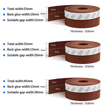 TAROSE Weather Stripping - 33 Feet Door Seal Strip, Adhesive Silicone Tape (Brown, 25MM) - color: Brown, size: 35 Mm, 33ft