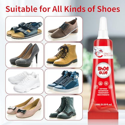 Shoe Glue, Strong, Clear Shoe Repair Glue for Sneakers, Boots, Handbags, Soles, Heels, Works on Leather, Rubber, Canvas, 15ml Tube x 2 - color: 30g