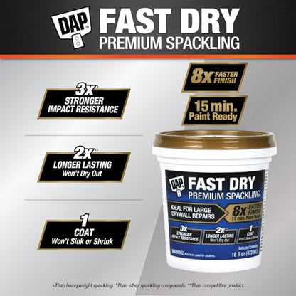 DAP Fast Dry Premium Spackling, Off White, 16 Oz (7079818440)