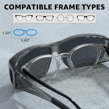 Myiaur Over Glasses Sunglasses for Men Women, Polarized Fit Over Sunglasses UV400 Protection, Anti Glare for Driving Outdoors - color: A05 Transparent Grey/Grey Lens