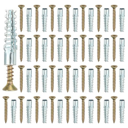PATIKIL 30 Pcs Drywall Hollow Wall Anchors with Screws 0.2 x 1.57, Steel Dry Wall Anchors Kit for Wooden Concrete Plaster Hinge Hole Repair, Silver (6 x 32mm) - size: 6 x 32mm