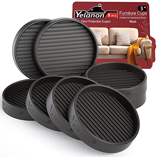 Furniture Coasters - 8 Pcs 3”Round Furniture Caster Cups - Non Slip Pads Hardwoods Floors Non Skid Furniture Grippers Rubber Furniture Feet Anti Slide Floor Protector for Bed Couch Stoppers Black - color: 8pcs3"round Black