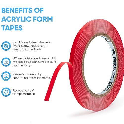 HPP Double Sided Tape Clear, Heavy Duty Tape, Strong and Permanent for Outdoor and Indoor, (0.25 x 16ft) - size: 0.25 x 16ft
