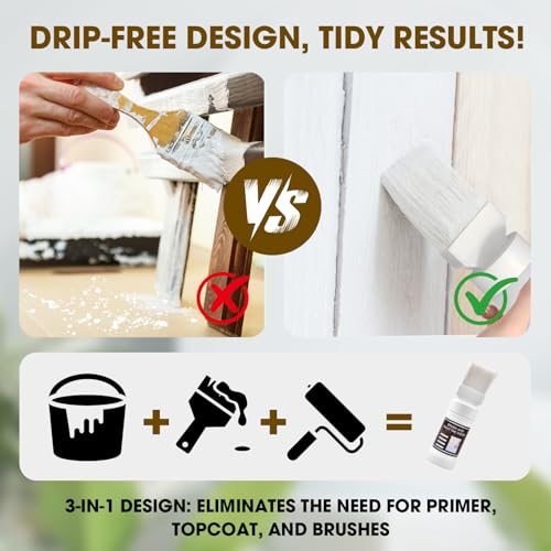All-in-One White Wood Touch Up Paint, Multi Surface Touch Up Paint Pen, Refinishing for Door, Cabinets, Furniture, Metal - No Sanding, Fast-Drying, Water-Based Multi-Surface (6.35 Oz)