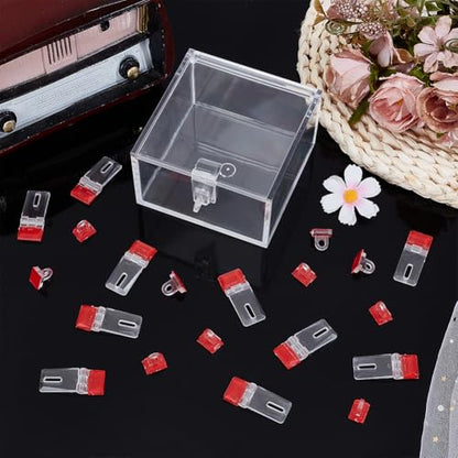 BENECREAT 20 Sets Self-Adhesive Latch Buckles, Transparent Acrylic Cabinet Hinges, Folding Hinge Kit for Aquarium Lid and Furniture Display Stand, 1.6x0.6x0.2 inches