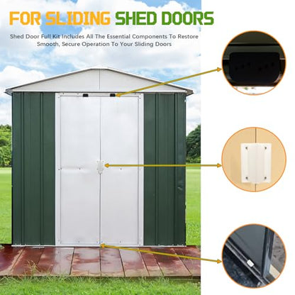 DK100-A Shed Door Tune-Up Kit for Arrow Sliding Shed Doors, Complete Replacement Parts for Metal Shed Door Glides Kit-White