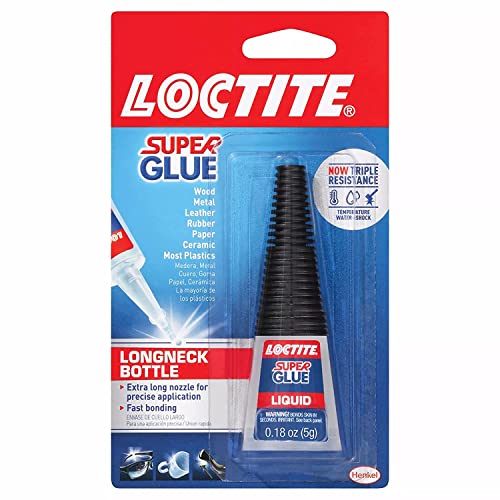 Loctite Super Glue Liquid Longneck Bottle, Clear, 0.18 fl oz Bottle, 6 Pack - Superglue for Plastic, Wood, Metal, Crafts & Repair, Cyanoacrylate Adhesive Instant Glue, Quick Dry - size: 6 Pack