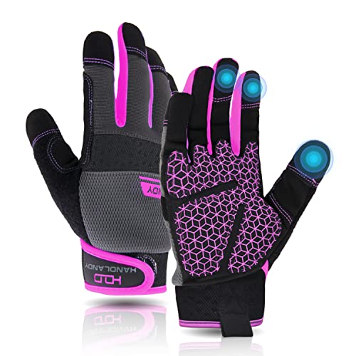 AIGEVTURE Womens Work Gloves with Grip Small Working Gloves for Women Work Gloves Touch Screen,Breathable Mechanic Working Gloves Lightweight Pink S - color: Pink-grip, size: Small (Pack of 1)