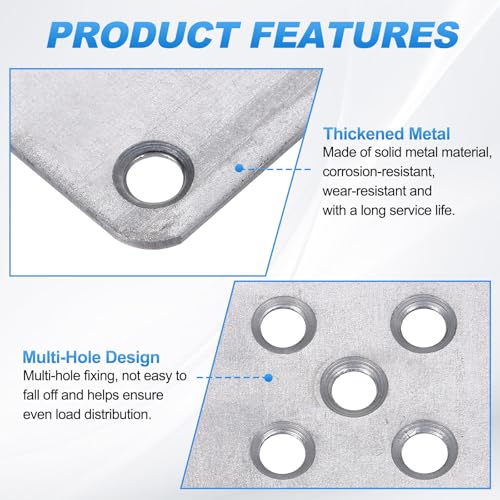 uxcell 5Pcs Furniture Leg Flat Mounting Plates, 70mm/2.8inch Flat T-Plate Connector Attachment Bracket Base with Screws for Chair Sofa Cabinet Repair - size: 70mm