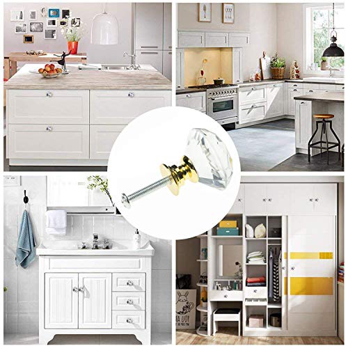 YourGift 25 Pack Drawer Knobs Diamond Shaped Crystal Glass 30mm Cabinet Knobs Pull Handles (30 mm, 25 Pack, Gold) - color: Gold, size: 30 mm, 25 Pack