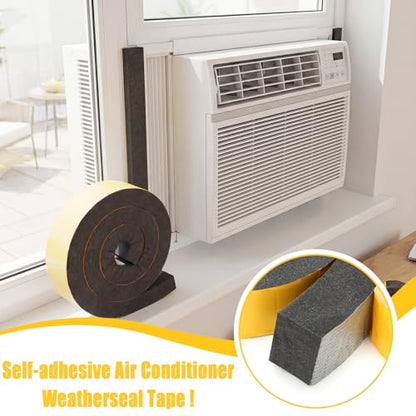 2-1/4 Inch x 2-1/4 Inch x 6.5 ft Air Conditioner Weatherproof Seal Tape Thick Wide Self-Adhesive Air Conditioner Foam Tape Seal Strip for Door Window, Black
