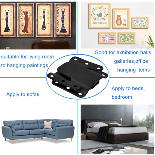 Sectional Couch Metal Connectors,4 Pcs Universal Sofa Interlocking Furniture Connector,Sectional Sofa Fastener Software Bracket with Screws for Loveseat, Recliner, Chair or Chaise Lounge (Black)