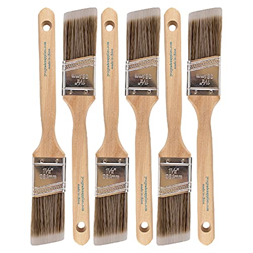 Vermeer Paint Brushes - 6-Pack - 1.5" Angle Sash Brushes for All Latex and Oil Paints & Stains - Home Improvement - Interior & Exterior Use