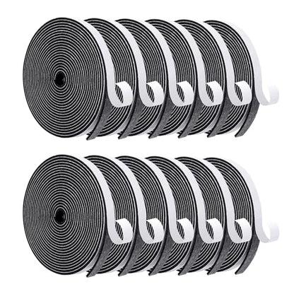 MAGZO Door Weather Stripping, 1/2 Inch W X 1/8 Inch T X 198 Ft Total Weatherstripping Foam Tape Soudproof for Windows 16.5 ft X 12 Rolls, Black - size: 1/2in * 1/8in * 198FT