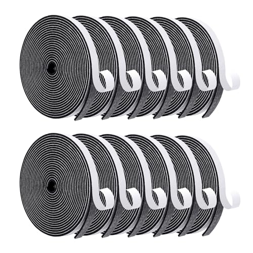 MAGZO Door Weather Stripping, 1/2 Inch W X 1/8 Inch T X 198 Ft Total Weatherstripping Foam Tape Soudproof for Windows 16.5 ft X 12 Rolls, Black - size: 1/2in * 1/8in * 198FT