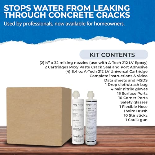 6–10 Ft DIY Foundation Wall Crack Repair Kit, Waterproof Epoxy Concrete Crack Filler, Stops Leaks, 12,000 PSI Structural Strength, Fast Gel Time, Professional-Grade Home Improvement Repair Solution