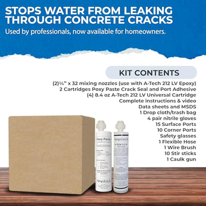 6–10 Ft DIY Foundation Wall Crack Repair Kit, Waterproof Epoxy Concrete Crack Filler, Stops Leaks, 12,000 PSI Structural Strength, Fast Gel Time, Professional-Grade Home Improvement Repair Solution