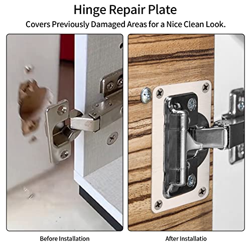 16Pcs Cabinet Hinges Repair Plates, Cabinet Doors Hinge Repair Kit Stainless Steel Furniture Cabinet Drawer Window Repair Plates with Screwdriver