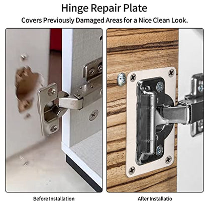 16Pcs Cabinet Hinges Repair Plates, Cabinet Doors Hinge Repair Kit Stainless Steel Furniture Cabinet Drawer Window Repair Plates with Screwdriver
