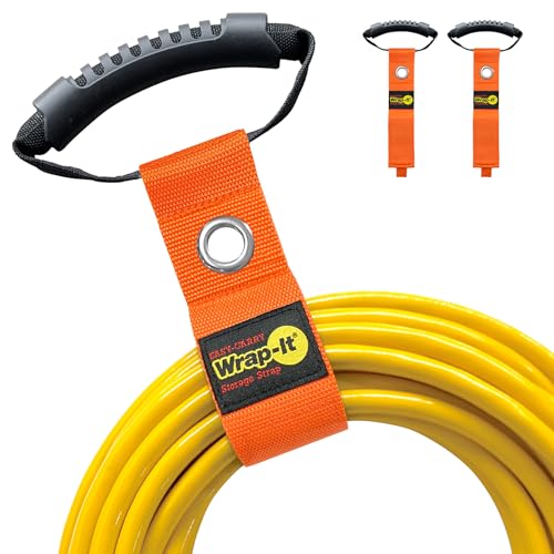 Easy-Carry Wrap-It Storage Straps - 17” (2-Pack) Blaze Orange with Grommet - Extension Cord Hanger Carrying Straps for RV Accessories - color: Blaze Orange, size: 17" (2 Pack) with Grommet