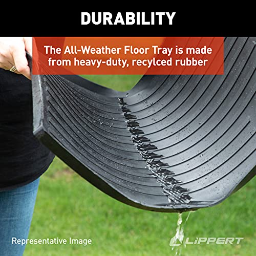 Lippert Solid Step All-Weather Entry Floor Tray, 28-1/4" W x 20" D, Heavy-Duty Recycled Rubber Mat for Door Entryway Indoor or Outdoor, for Shoes, Pet Dishes - 801380
