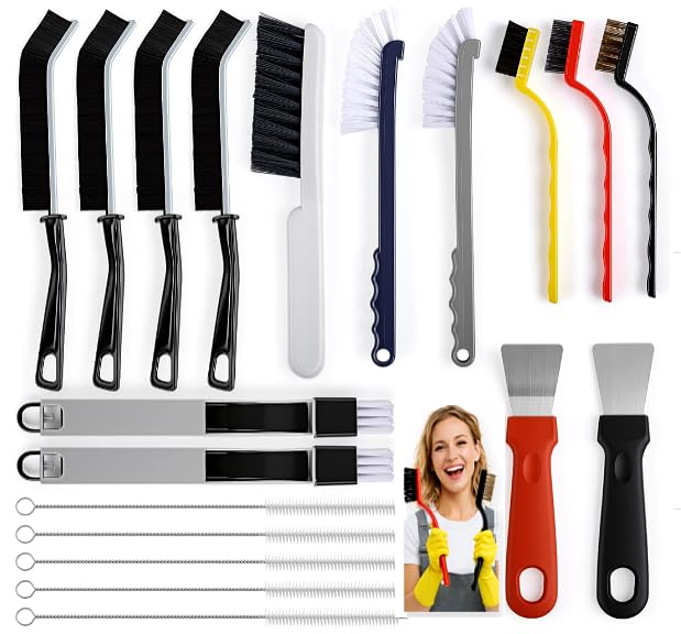 19 Pcs Cleaning Brush Kit with Crevice Brushes, Shower Cleaner Brush, Multifunctional Grout Scrubber for Bathroom, Kitchen, Window Tracks and Corners