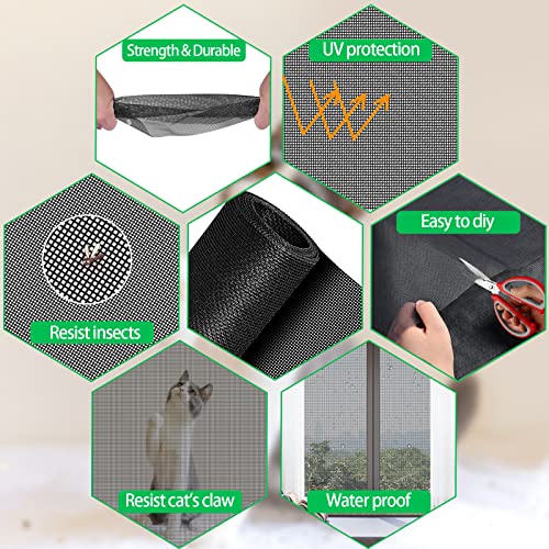 QWR Pet Proof Window Screens and Screen Door Replacement Kit, 59"x106" Durable High Hardness Vinyl Coated Polyester-Screen Repair Kit for Sliding Door,Patio and Windows.(Folded Package with Tool Kit) - size: 59''x 106''-Folded/with Tool Kit