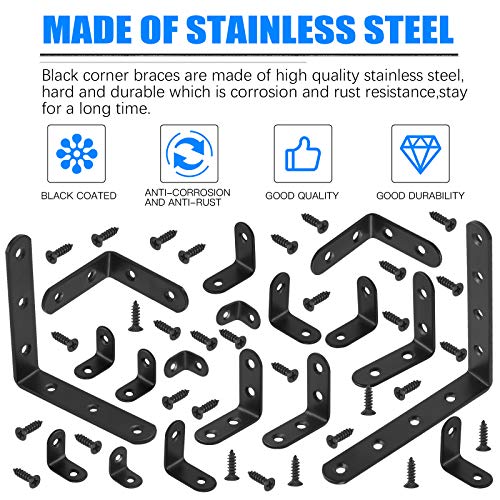 Glarks 20 Set 30mm Black L Bracket Right Angle Corner Brace Joint Fastener for Wood Chair Bookshelf Board Window Furniture Cabinet (30x30x2mm) - size: 30x30x2mm