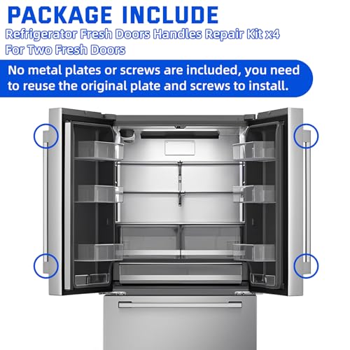 Refrigerator Door Handle Repair Kit Compatible with LG Refrigerator Door Handles Kit for 3651JA2269Q 3651JA2269G LRFD25850ST Refrigerator Fresh Doors Handles Not for Freezer Handle, 4PCS Silver