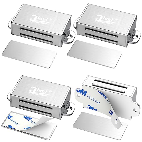 Cabinet Magnetic Door Catch Jiayi 4 Pack Magnetic Cabinet Latch Self Adhesive Door Closure Magnet Stainless Steel Magnetic for Kitchen Wardrobe Closet Cabinet Door Drawer Latch - color: Silver, size: 4 Pack