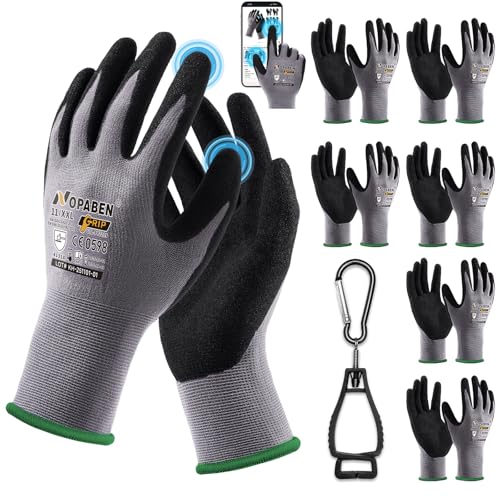 Safety Work Gloves - 7 Pairs, Seamless Knit Glove with MicroFoam Nitrile Coated Smooth Grip on Palm & Fingers for Men and Women, Ideal for General Duty Work(XXL,Gray) - size: XX-Large, style: 7 Pairs,grey