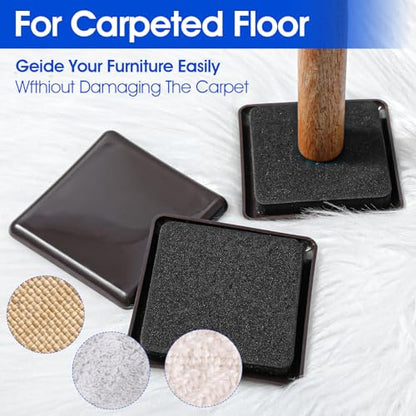 8 PCS Furniture Sliders for Carpet, Square Plastic Moving Slider, 3.5 Inch Sliders for Furniture on Carpet Protectors(Brown) - style: Square