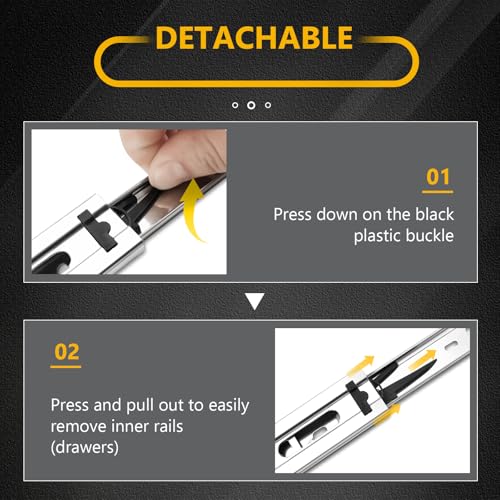 20 inch Ball Bearing Drawer Slides 6 Pairs (12pcs) - 100LB Capacity, Full Extension Side Mount Slides for Kitchen Cabinets, Wardrobes, Office Furniture (Silver 20inch) - color: Silver, size: 20 Inch