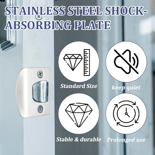 12Pcs Deadbolt Strike Plate Stainless Steel Deadbolt Covers Standard Door Lock Latch Restorer Spacer Door Reinforcement Kit for Home Office Doors Frame Repair