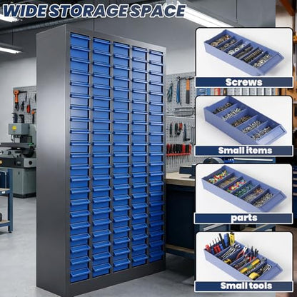 100-Drawer - Nut and Bolt Organizer | Stainless Steel Part Storage Cabinet | Shelves & Labels | Each Drawer 3.9" D x 7.8W x 2" H | Durable Hardware Storage for Small Parts/Tool (Classroom, Home) - style: 100 Drawer Stainless Steel