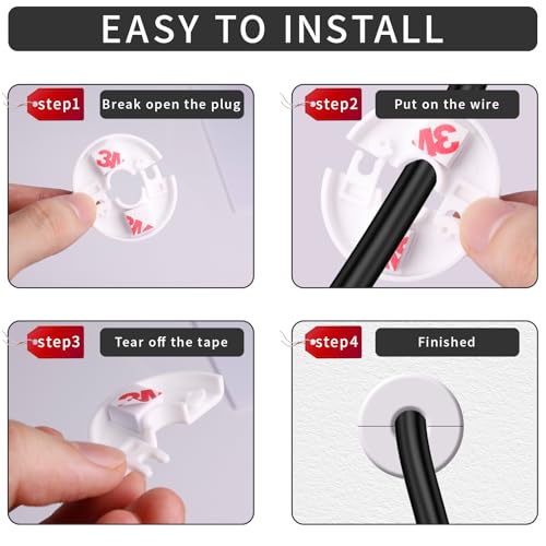 2Pcs Wall Grommets for Cables,Wall Cable Pass Through, Cable Routing kit Accessories for ethernet Cable Wall Bushing Feed Through