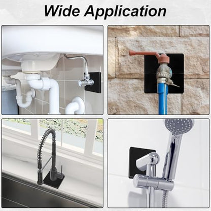 2PCS Shower Arm Flange, Plastic Square Escutcheon Plate Black Plates Self-Adhesive Plumbing Cover Plates for Covering Gaps Holes, for 20mm/0.78 Inch Diameter Pipe
