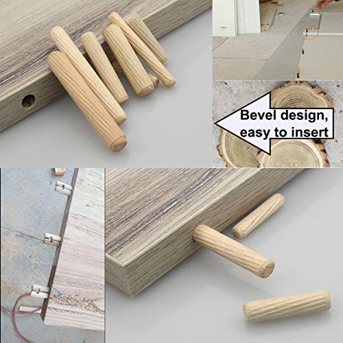 smseace 230Pcs Wooden Dowel Pins 1/4inch 5/16inch 3/8inch, Fluted Wood Dowels Rods for Crafts, Furniture, DIY Manual - size: 230Pcs Straight Wood Pin - 4 Sizes