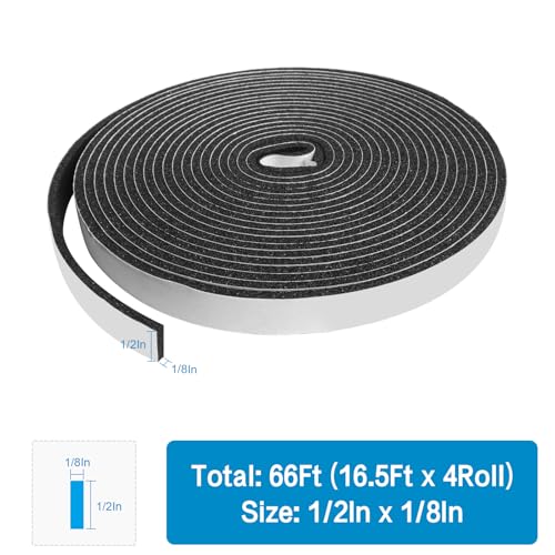 DGSL Foam Insulation Tape, 1/2In x 1/8In x66Ft Weather Stripping Door Seal Strip for Doors and Windows,Sliding Door, Soundproofing Door Seal,Weatherstrip,Air Conditioning Seal Strip - size: 1/2In x 1/8In x66Ft