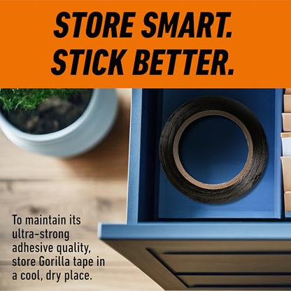Gorilla Duct Tape, Black Tape, 1.88" x 50 yd (Pack of 1) - Heavy Duty and Weather Resistant for Indoor or Outdoor - size: 1 Pack