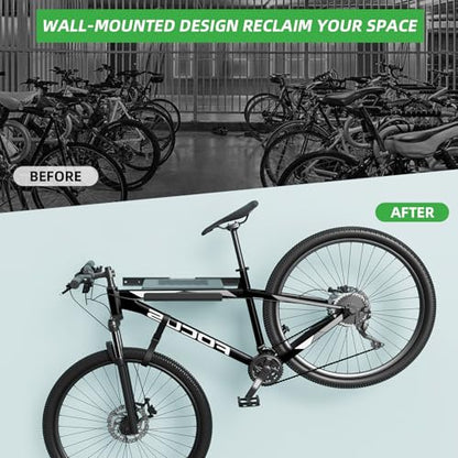 Bike Wall Mount Rack Indoor Bike Storage Garage Bike Rack Wall Mount with Shelf and Hooks Store Your Helmet and Shoes for a Single Road, Mountain or Other Bicycle (Universal Bicycle,16" Stud) - size: Large Size,16" Stud