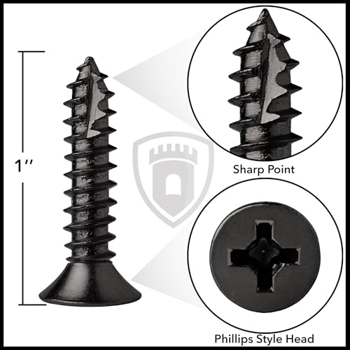 Cauldham Oil Rubbed Bronze Wood Screws #9 x 1 Inch for Door Hinges - 25 Pack - color: Oil Rubbed Bronze