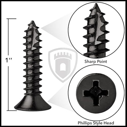 Cauldham Oil Rubbed Bronze Wood Screws #9 x 1 Inch for Door Hinges - 25 Pack - color: Oil Rubbed Bronze