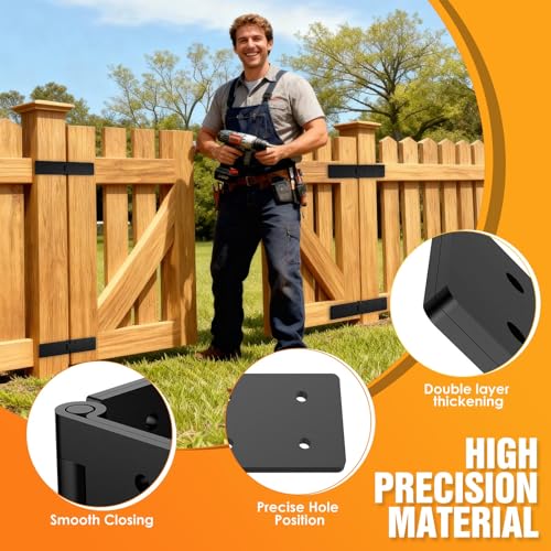 Heavy Duty Hinges 270 Degree Folding Hinge for Bifold Doors, Double-Layer Black Iron Outdoor Gate Hinge 6PCS - size: Black-6PCS