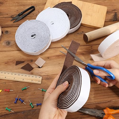 Zonon 4 Rolls 120 Inch Felt Strip with Adhesive Backing Felt Tapes Furniture Strip Rolls Self Stick Heavy Duty Polyester for Protecting Furniture and DIY Adhesive(Dark Brown,1 Inch) - color: Dark Brown, size: 1 Inch