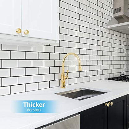 Art3d Peel and Stick Backsplash for Kitchen White Subway (10 Tiles, Thicker Design) - color: White With Black Grout