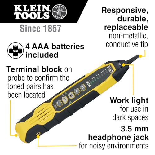 Klein Tools VDV500-920 Wire Tracer Tone Generator and Probe Kit Continuity Tester for Ethernet, Internet, Telephone, Speaker, Coax, Video, and Data Cables, RJ45, RJ11, RJ12 - style: Digital and Analog