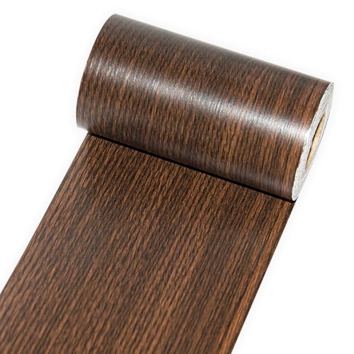 Wood Border Peel and Stick, 4 inch X 32 ft Self Adhesive Wood Repair Tape, 1Roll Wood Colored Trim Wood Grain Repair Patch for Mirrors, Doors, Windows, Floors, Furniture, Bathroom (Deep Brown) - color: Deep Brown