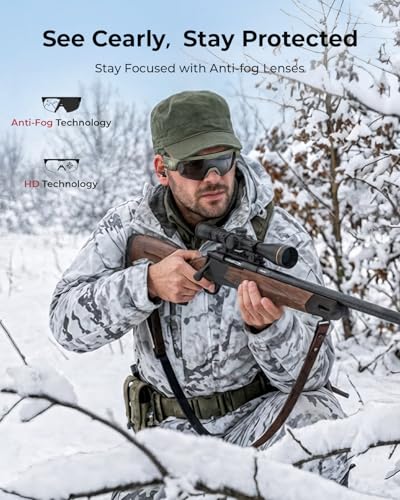 ONNAIS Shooting Glasses with Earplugs - ANSI Z87.1+ Safety Glasses with Detachable NRR 32dB Earplugs, Gifts for Men and Women - color: Military Green