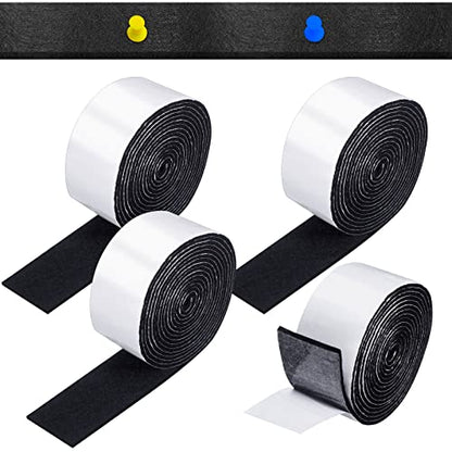 Zonon 4 Rolls 120 Inch Felt Strip with Adhesive Backing Felt Tapes Furniture Strip Rolls Self Stick Heavy Duty Polyester for Protecting Furniture and DIY Adhesive(Black,2 Inch) - color: Black, size: 2 Inch